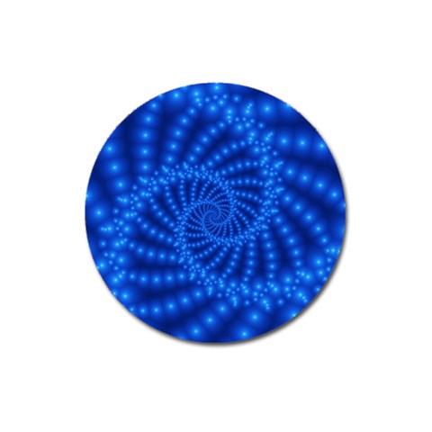 Glossy Blue Beaded Spiral Fractal Magnet 3  (Round) from ArtsNow.com Front