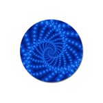 Glossy Blue Beaded Spiral Fractal Magnet 3  (Round)