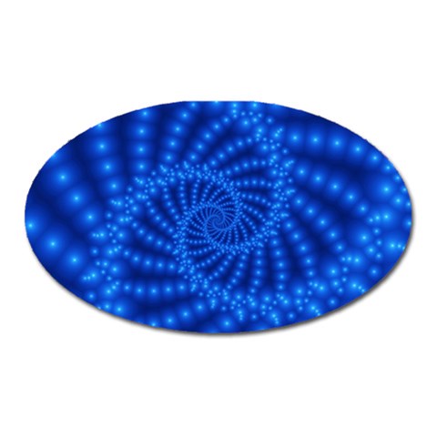 Glossy Blue Beaded Spiral Fractal Magnet (Oval) from ArtsNow.com Front