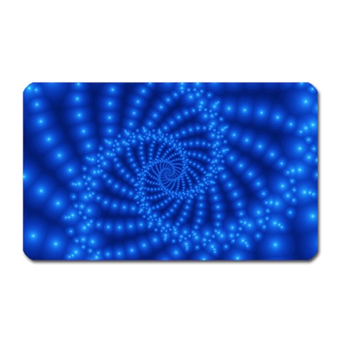 Glossy Blue Beaded Spiral Fractal Magnet (Rectangular) from ArtsNow.com Front