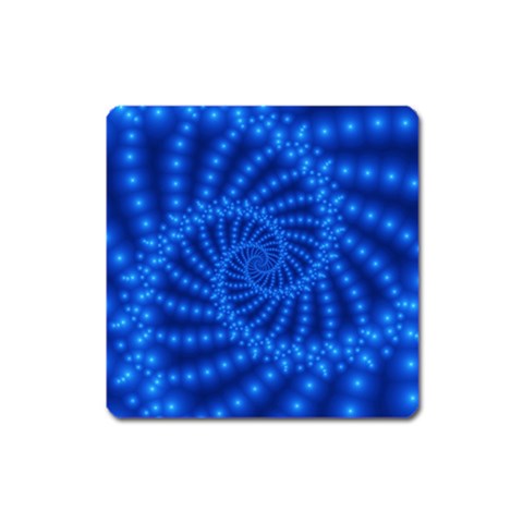 Glossy Blue Beaded Spiral Fractal Magnet (Square) from ArtsNow.com Front