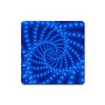 Glossy Blue Beaded Spiral Fractal Magnet (Square)