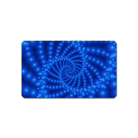 Glossy Blue Beaded Spiral Fractal Magnet (Name Card) from ArtsNow.com Front