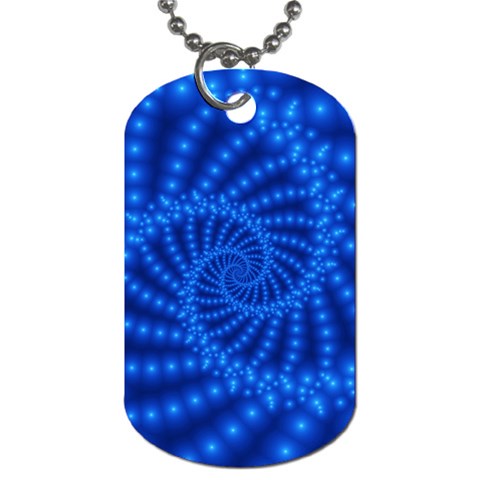 Glossy Blue Beaded Spiral Fractal Dog Tag (One Side) from ArtsNow.com Front