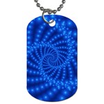 Glossy Blue Beaded Spiral Fractal Dog Tag (One Side)