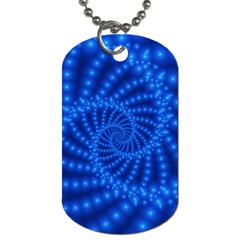 Glossy Blue Beaded Spiral Fractal Dog Tag (Two Sides) from ArtsNow.com Front