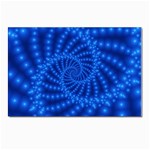 Glossy Blue Beaded Spiral Fractal Postcard 5  x 7 