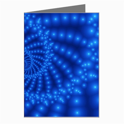 Glossy Blue Beaded Spiral Fractal Greeting Card from ArtsNow.com Left