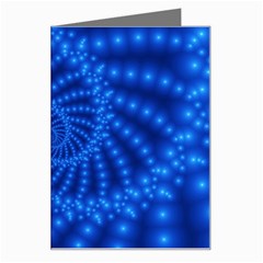 Glossy Blue Beaded Spiral Fractal Greeting Card from ArtsNow.com Left