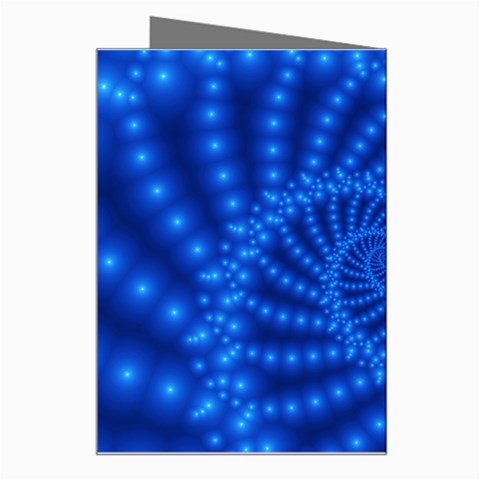 Glossy Blue Beaded Spiral Fractal Greeting Card from ArtsNow.com Right