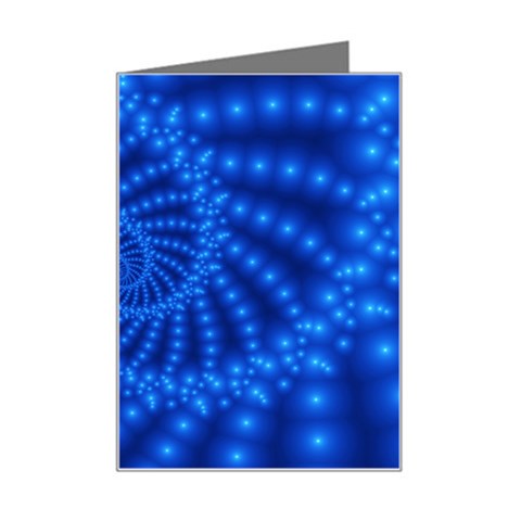 Glossy Blue Beaded Spiral Fractal Mini Greeting Card from ArtsNow.com Left