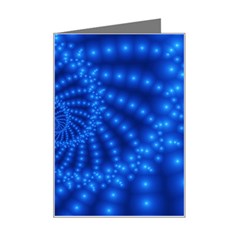 Glossy Blue Beaded Spiral Fractal Mini Greeting Card from ArtsNow.com Left