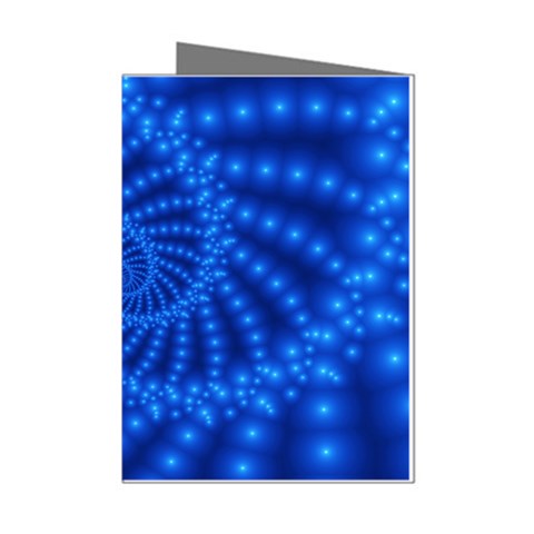 Glossy Blue Beaded Spiral Fractal Mini Greeting Cards (Pkg of 8) from ArtsNow.com Left