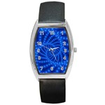 Glossy Blue Beaded Spiral Fractal Barrel Style Metal Watch