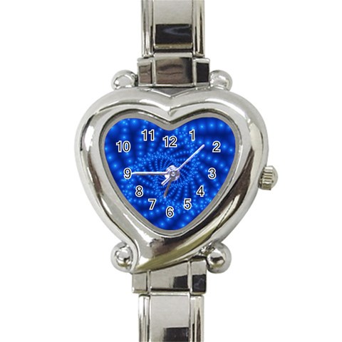 Glossy Blue Beaded Spiral Fractal Heart Italian Charm Watch from ArtsNow.com Front