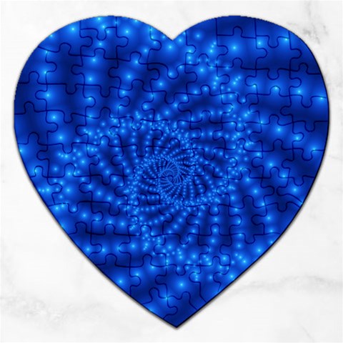 Glossy Blue Beaded Spiral Fractal Jigsaw Puzzle (Heart) from ArtsNow.com Front