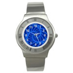 Glossy Blue Beaded Spiral Fractal Stainless Steel Watch