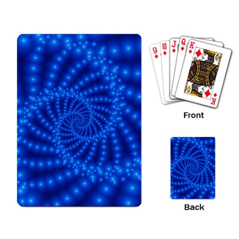 Glossy Blue Beaded Spiral Fractal Playing Cards Single Design from ArtsNow.com Back