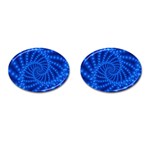 Glossy Blue Beaded Spiral Fractal Cufflinks (Oval)