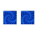 Glossy Blue Beaded Spiral Fractal Cufflinks (Square)