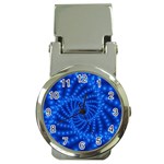 Glossy Blue Beaded Spiral Fractal Money Clip Watch