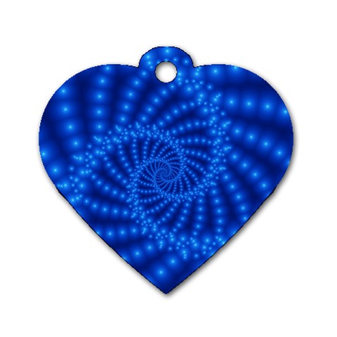 Glossy Blue Beaded Spiral Fractal Dog Tag Heart (One Side) from ArtsNow.com Front