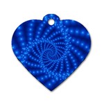 Glossy Blue Beaded Spiral Fractal Dog Tag Heart (One Side)