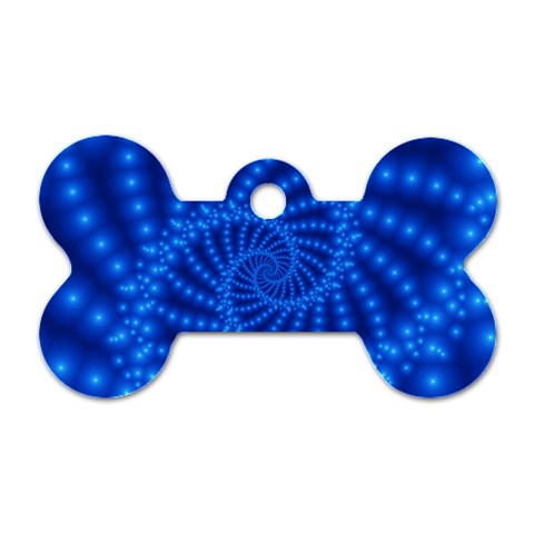 Glossy Blue Beaded Spiral Fractal Dog Tag Bone (One Side) from ArtsNow.com Front