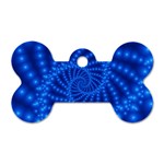 Glossy Blue Beaded Spiral Fractal Dog Tag Bone (One Side)