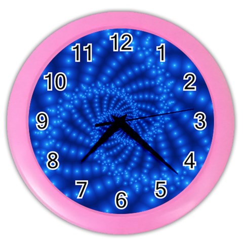 Glossy Blue Beaded Spiral Fractal Color Wall Clock from ArtsNow.com Front