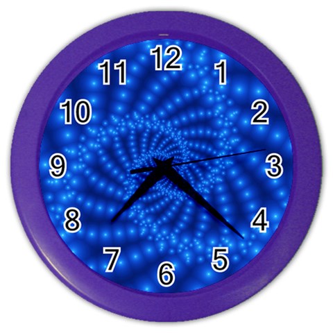 Glossy Blue Beaded Spiral Fractal Color Wall Clock from ArtsNow.com Front