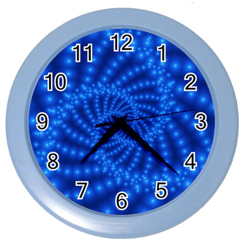 Glossy Blue Beaded Spiral Fractal Color Wall Clock from ArtsNow.com Front