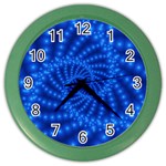 Glossy Blue Beaded Spiral Fractal Color Wall Clock