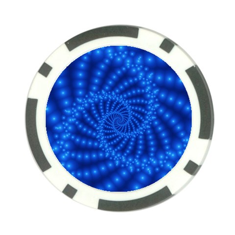 Glossy Blue Beaded Spiral Fractal Poker Chip Card Guard from ArtsNow.com Front