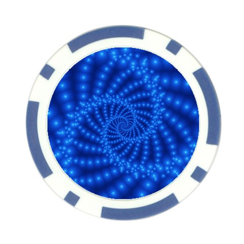 Glossy Blue Beaded Spiral Fractal Poker Chip Card Guard from ArtsNow.com Front