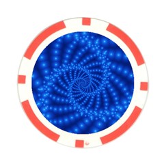 Glossy Blue Beaded Spiral Fractal Poker Chip Card Guard from ArtsNow.com Front