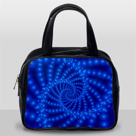 Glossy Blue Beaded Spiral Fractal Classic Handbag (One Side) from ArtsNow.com Front