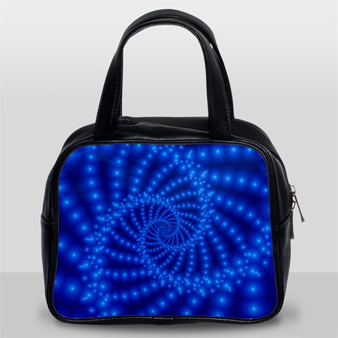 Glossy Blue Beaded Spiral Fractal Classic Handbag (Two Sides) from ArtsNow.com Front