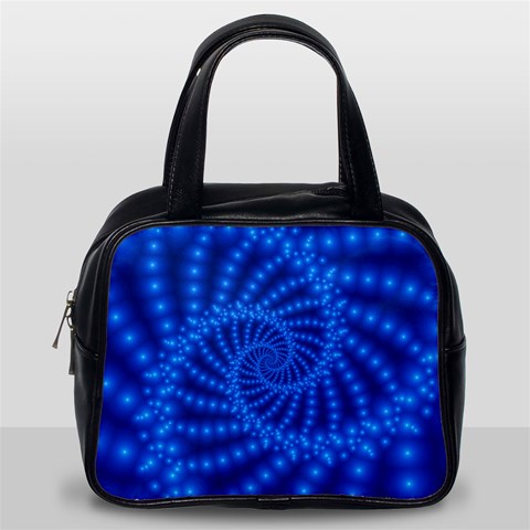 Glossy Blue Beaded Spiral Fractal Classic Handbag (Two Sides) from ArtsNow.com Back