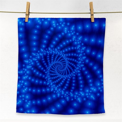 Glossy Blue Beaded Spiral Fractal Face Towel from ArtsNow.com Front