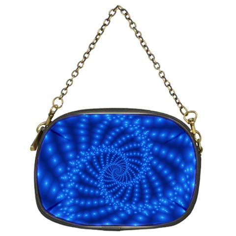 Glossy Blue Beaded Spiral Fractal Chain Purse (One Side) from ArtsNow.com Front