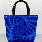 Glossy Blue Beaded Spiral Fractal Bucket Bag