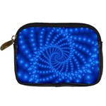 Glossy Blue Beaded Spiral Fractal Digital Camera Leather Case