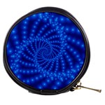 Glossy Blue Beaded Spiral Fractal Mini Makeup Bag