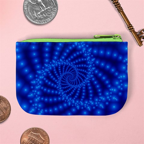 Glossy Blue Beaded Spiral Fractal Mini Coin Purse from ArtsNow.com Back