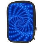 Glossy Blue Beaded Spiral Fractal Compact Camera Leather Case