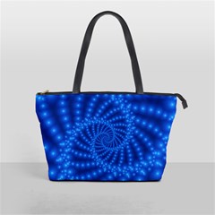 Glossy Blue Beaded Spiral Fractal Classic Shoulder Handbag from ArtsNow.com Front