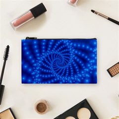 Glossy Blue Beaded Spiral Fractal Cosmetic Bag (Small) from ArtsNow.com Front