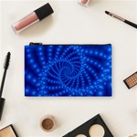 Glossy Blue Beaded Spiral Fractal Cosmetic Bag (Small)