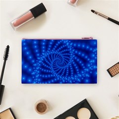 Glossy Blue Beaded Spiral Fractal Cosmetic Bag (Small) from ArtsNow.com Back